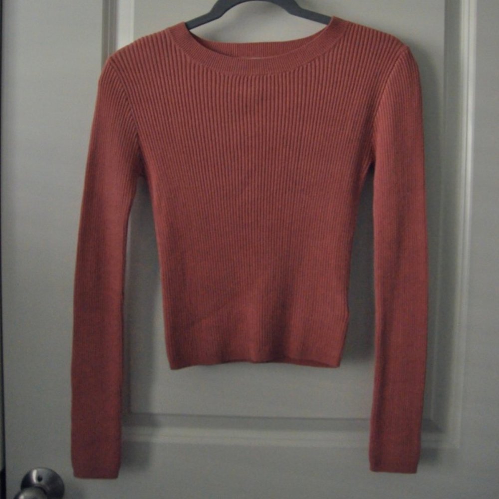 Urban Outfitters Pink Ribbed Long Sleeve Top, XS